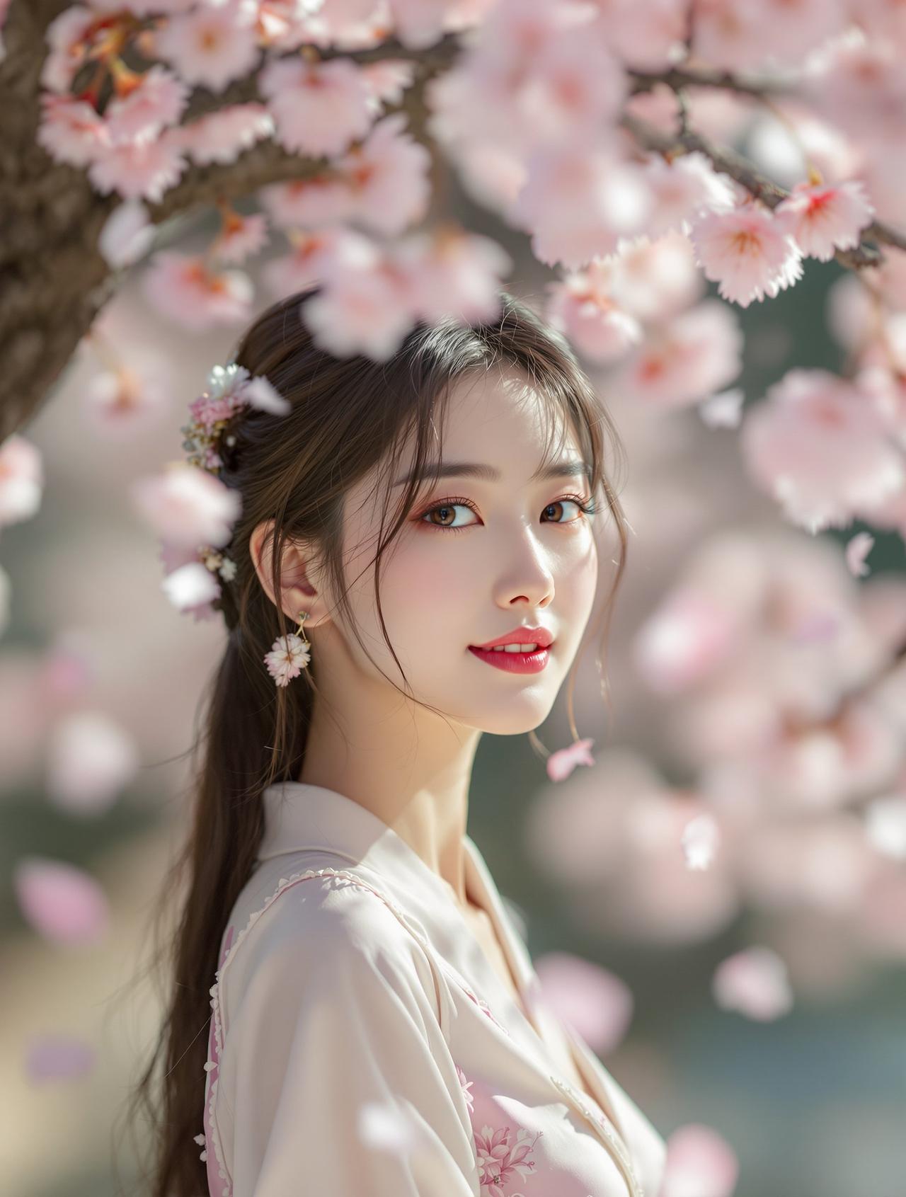 尤果网-治愈系写真作品-樱花树下的治愈微笑